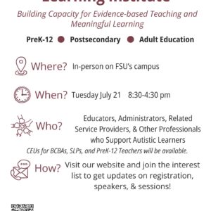 FSU Autism Training and Learning Institute Information Flyer